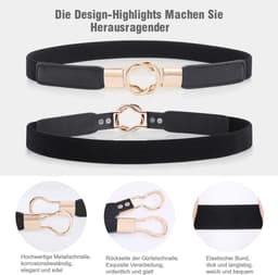 Elastische riem voor dames, skinny riem voor jurken, retro stretch, tailleriem, dunne riem met gesp, 4 stuks — thumbnail 5