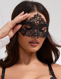 Zeloria Venetiaans Oogmasker Dames – Kanten Masker – Bal Masqué Masker – Carnavalsmasker – Verkleedmasker – Zwart – Set van 2 — thumbnail 3