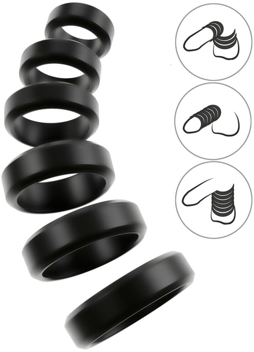 Set Penis- en Ballstrecher Ringen - Ball stretching Ringen - Set Cockringen in Diverse Maten - Cock&Ball Kit — afbeelding 1