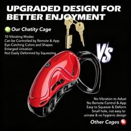 DOWO® - Vibrerende Kuisheidskooi - Peniskooi - 10 Vibratiestanden - Kuisheidskooi voor Mannen - Chastity cage - ABS - 5 Maten - Met App & Afstandsbediening — thumbnail 4