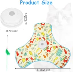 Interactief kattenspeelgoed met veermechanisme Oplaadbaar intelligent elektrisch kattenspielgoed met veren Muisgeluiden 3 spelmodi USB-opladen Gele wekker — thumbnail 2
