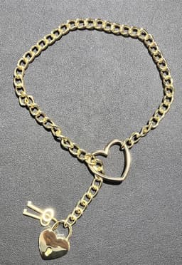 Liebe Seele - Ketting Collar met Hartvormig Hangslot - Goud — thumbnail 5