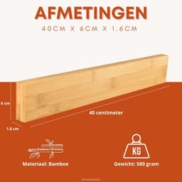 Magneetstrip mes 40 cm - messenhouder magnetisch inclusief plakband (3 m) en schroefbevestiging - messenblok magnetisch messenblok bamboe — thumbnail 5