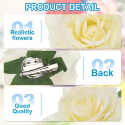 Rose Boho haarclips, stoffen bloem broche spelden voor vrouwen bruiloft feest dansjurk kleding accessoires Valentijnsdag geschenken, beige — thumbnail 2