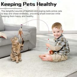 8-delig verenspeelgoed met klokken voor katten indoor kattenspeelgoedset, veer kat teaser toverstaf interactief kattenspeelgoed, oefenspeelgoed voor kittens of volwassen — thumbnail 3