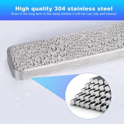 magneetstrip voor messen 40cm met 3 haken, roestvrij staal magneetstrip messenhouder 16 inch magnetisch zelfklevend keukengerei gereedschap eenvoudige montage magnetisch wandmontage voor keuken — thumbnail 5