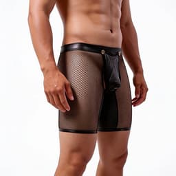 Heren Lingerie - Onderbroek - Open Kont Ondergoed - PU Leer — thumbnail 1