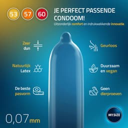 MY.SIZE Classic condooms 3-delig proefverpakking I 53, 57, 60 mm breed I 3x3 stuks premium condooms extra dun I condooms true to touch gossamer I dunne 0,07 mm wanddikte I condooms veganistisch — thumbnail 3
