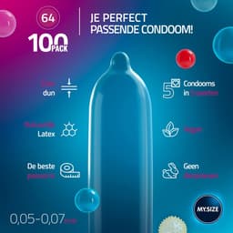 MY.SIZE 100 Condooms 64 mm Megaset Classic+Mix+Pro I Maat 1 I 100 stuks voordeelverpakking I Extra dun Premium condoom I Zeer dun gevoelig I Dunne wand I Vegan condooms I Condooms voor mannen — thumbnail 4