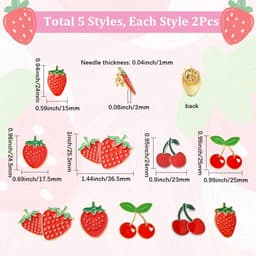 1 Doos 10 Stuks 5 Stijlen Aardbeien Emaille Pins Rode Kersen Broche Pin Bulk Metaallegering Zomer Fruit Aardbeien Kersen Reversspelden Rugemblemen Voor Rugzak Kledingtas Hoed Accessoires — thumbnail 2