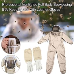 Beschermende kleding, comfortabele honingkledingset met afneembare sjaal en elastische banden, voor de bijenteelt, van polyester katoen, koffie, L, XL, XXL (XXXL) — thumbnail 2