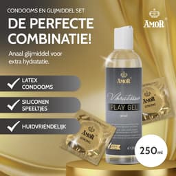 AMOR Premium condoom- en glijmiddelset - 100 condooms Strong 0.08 mm, Ø 53 mm + Vibratissimo Play Gel anal 250 ml — thumbnail 4