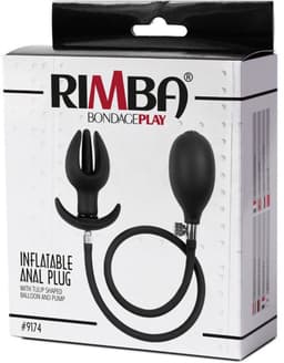 Rimba - Opblaasbare Anker Anaalplug met Pomp - Siliconen - Zwart — thumbnail 4