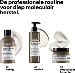 L’Oréal Professionnel Absolut Repair Molecular Rinse-Off Masker – Herstellende en versterkende werking - Voor zeer beschadigd haar - 150ml — thumbnail 5