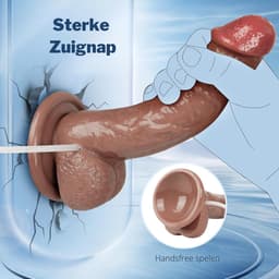 Dildo met Spuitfunctie - 20 Cm - Met Spuit en Pompje - 50ml - Realistische Seksspeelgoed - Met Zuignap - Siliconen - Lichtbruin - Discreet Verzonden — thumbnail 4