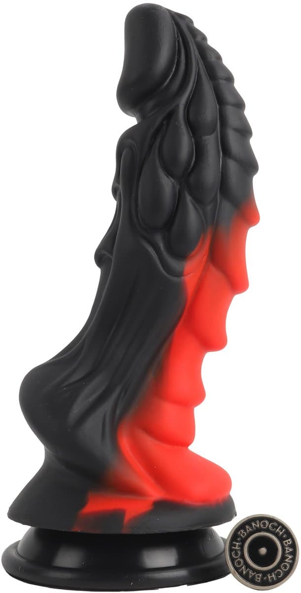 Banoch | Fantasy Dragon Dildo | Rood/Zwart – Siliconen Dildo met Zuignap | Gedetailleerde Textuur | Flexibel & Stevig | Monster creature — afbeelding 1