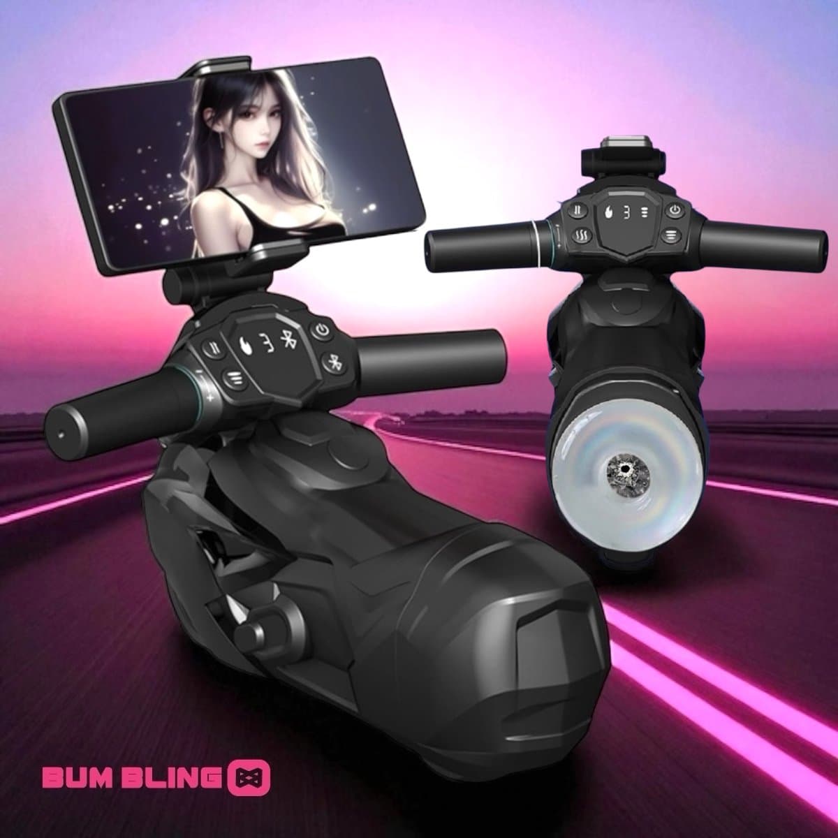 BUM BLING® FuelMe - Elektrische Masturbator - Mastrubator voor Mannen - Verwarmt & Vibreert - Zwart - Blowjob Simulator — afbeelding 1