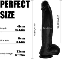Kiotos Cox Mega Dildo Nr. 8 - 41 x 8 cm - Zwart — thumbnail 2