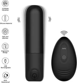 WINYI Rick remote control Bullet vibrator - klein - met afstandbediening - 10 m bereik - oplaadbaar - waterdicht - zwart — thumbnail 3