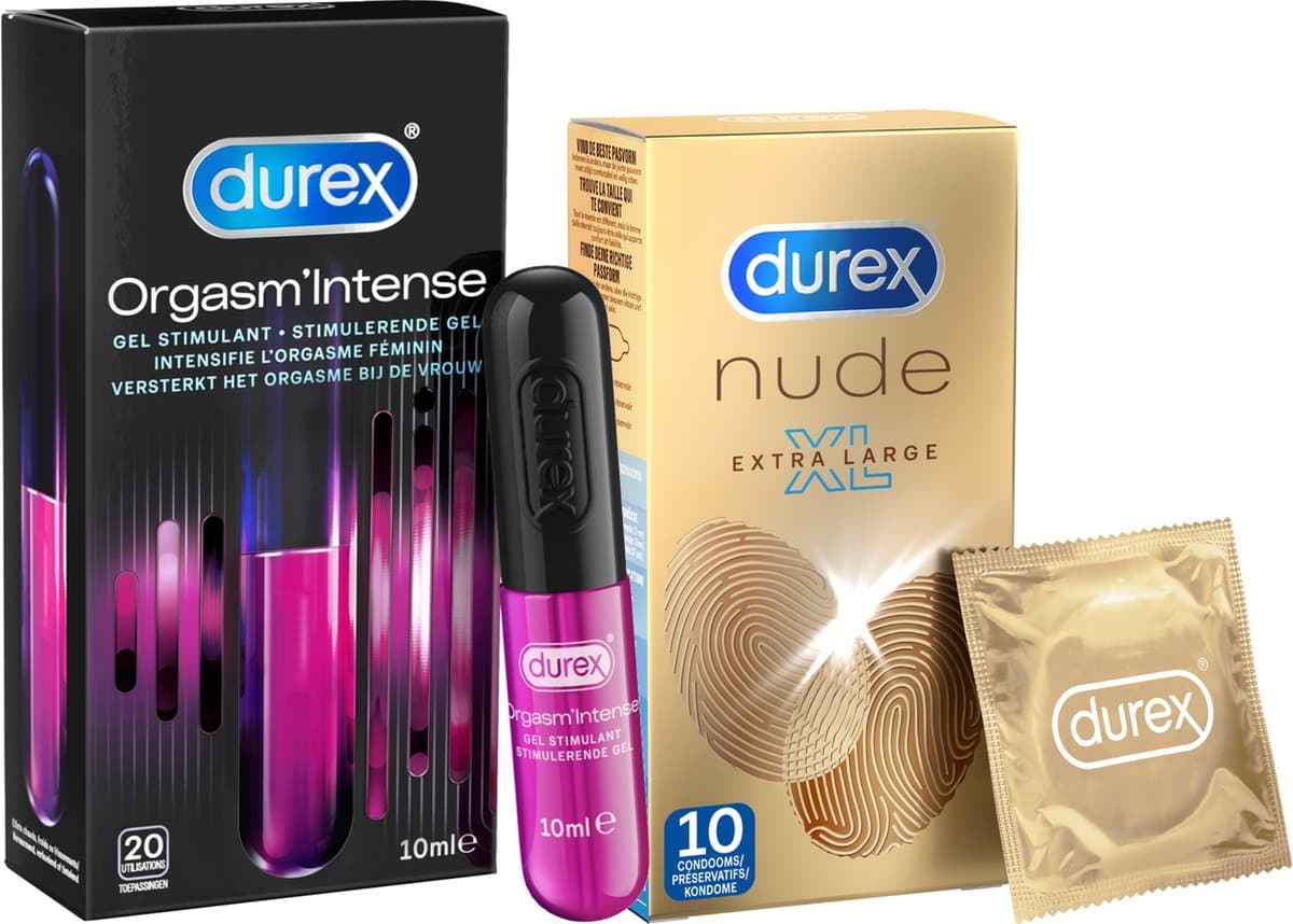 Durex - 10 stuks Condooms - Nude XL - 10 ml Glijmiddel - Intense Orgasm - Voordeelverpakking — afbeelding 1