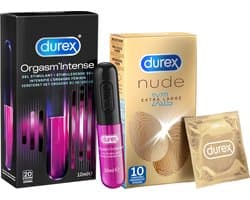 Durex - 10 stuks Condooms - Nude XL - 10 ml Glijmiddel - Intense Orgasm - Voordeelverpakking