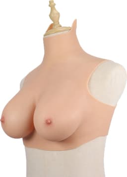 Korte Siliconen Borstprothesen - C Cup - 100% hypoallergene medische siliconen -+ kanten choker - Wearable Borst - Kunstmatige Nep Borst - Valse Borsten Borst - Siliconen Huid Bodysuit - Voor Crossdresser - Transgender - Mastectomie - Body4Everybody — thumbnail 7