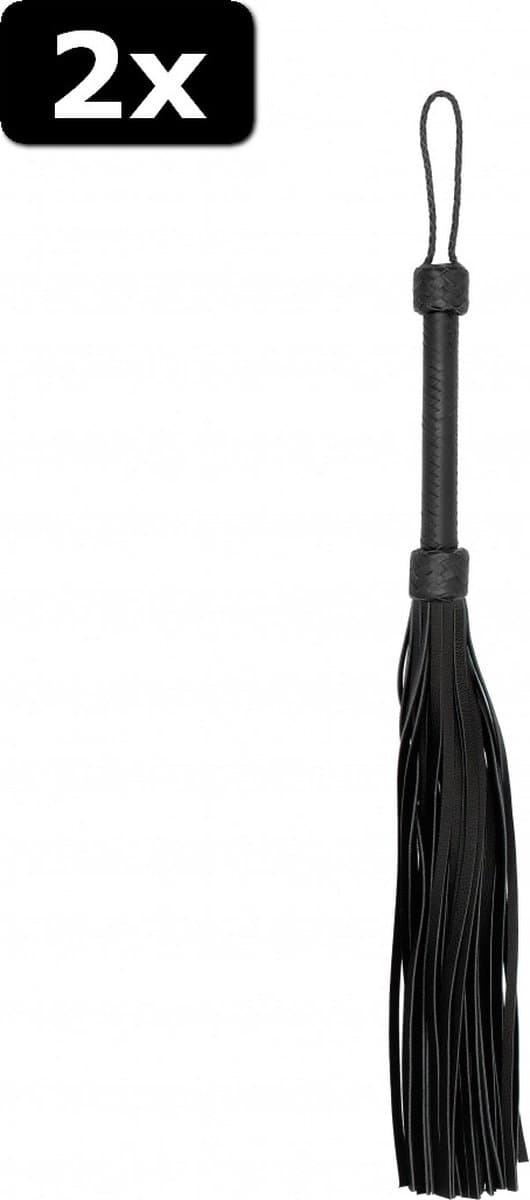 2x Heavy Leather Tail Flogger - Black — afbeelding 1