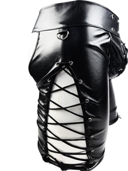 BamBella ® Nep Leer broek - Maat L - Zwart - BDSM kleding erotische onderbroek heren kleding — thumbnail 8