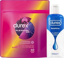 Durex - Condooms Pleasure Me 40 stuks - Glijmiddel Sensitive 250 ml - Voordeelverpakking — thumbnail 1