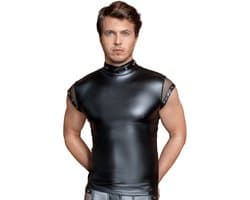 Matte Wetlook Shirt met Netstof Elementen