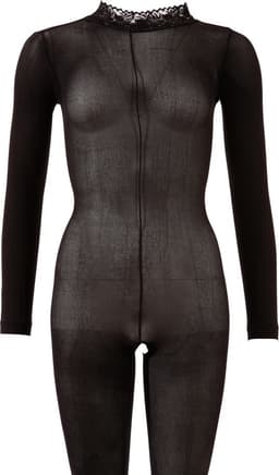Mandy Mystery Lingerie –  Catsuit met Open Rug en Kruis met Kant Afgewerkt Kraag – Maat XL/2XL - Zwart — thumbnail 4