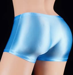 Kinky heren ondergoed Blue Cava - Fetisj penis slurf short - Strakke erotische boxershort - Glanzend babyblauw nylon - Olifanten neus - BDSM — thumbnail 2