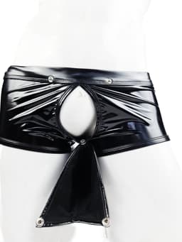BamBella ® - Boxer short Maat M Datex Zwart (Latex en stof SM kleding BDSM kruisloos erotische heren kleding — thumbnail 5