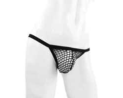 BamBella® String - XXL - kant voor mannen Erotische Sexy Lingerie Heren Zwart mannen ondergoed slip doorzichtig