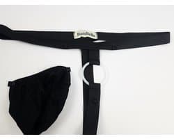 BamBella® - Sexy Lingerie Heren S/M - Zwart mannen ondergoed open kruis slip Met Penisring cockring