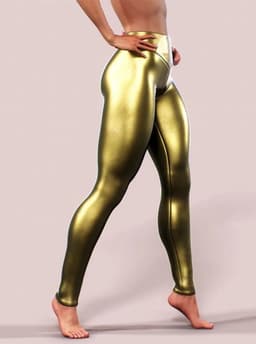 Sexy legging broek dames - Goud - Skinny - Fashion - Erotisch getint - V taille - Festival - Gold thema - Clubwear — thumbnail 2