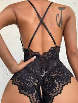 Sexy Lingerie Zwart | Spannend voor koppels | Sexy Lingerie set | Sexy lingerie | Sexy body | Bodies | Erotiek | Bondage | Jarretels | SM | Erotische teddy — thumbnail 2