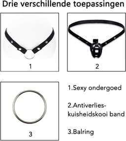 DOWO® - Chastity Cage Waist Strap - Kuisheids Riem - Belt voor Peniskooi - Zwart — thumbnail 6