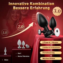 Lzwintrading - Buttplug Vibrator met Afstandsbediening - Vibrators voor Vrouwen & Mannen - Prostaat Stimulator - 3-Delige Siliconen Set - Butt Plug met 10 Vibratie Standen - Sex Toys voor Koppels - Anale Speeltjes - Vibrerende Buttplug - Anaal Dildo — thumbnail 3