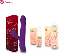 Lovely Double, Cleaner, Lube - 2-1 G-Spot Vibrator Clitoris Stimulatie-Sucking-Vrouwen-Spray-Seksspeeltjes-Glijmiddel-Aloe Vera-Huidvriendelijk — thumbnail 1
