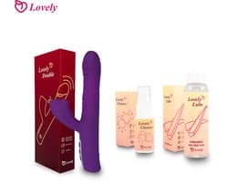 Lovely Double, Cleaner, Lube - 2-1 G-Spot Vibrator Clitoris Stimulatie-Sucking-Vrouwen-Spray-Seksspeeltjes-Glijmiddel-Aloe Vera-Huidvriendelijk
