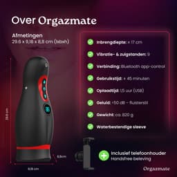 Orgazmate - Sara de Masturbator Voor Man - Sex Toys Voor Mannen - Met Warmtefunctie, APP Control & Mobiele Houder - 9 Zuig & Vibratiestanden - Pocket Pussy - USB Oplaadbaar — thumbnail 4