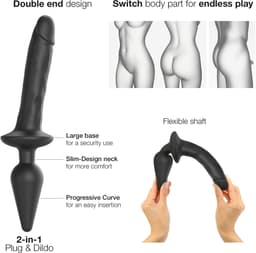 Strap-On-Me - Switch Plug-In - Dildo & Buttplug - Zwart - Maat 2XL — thumbnail 3