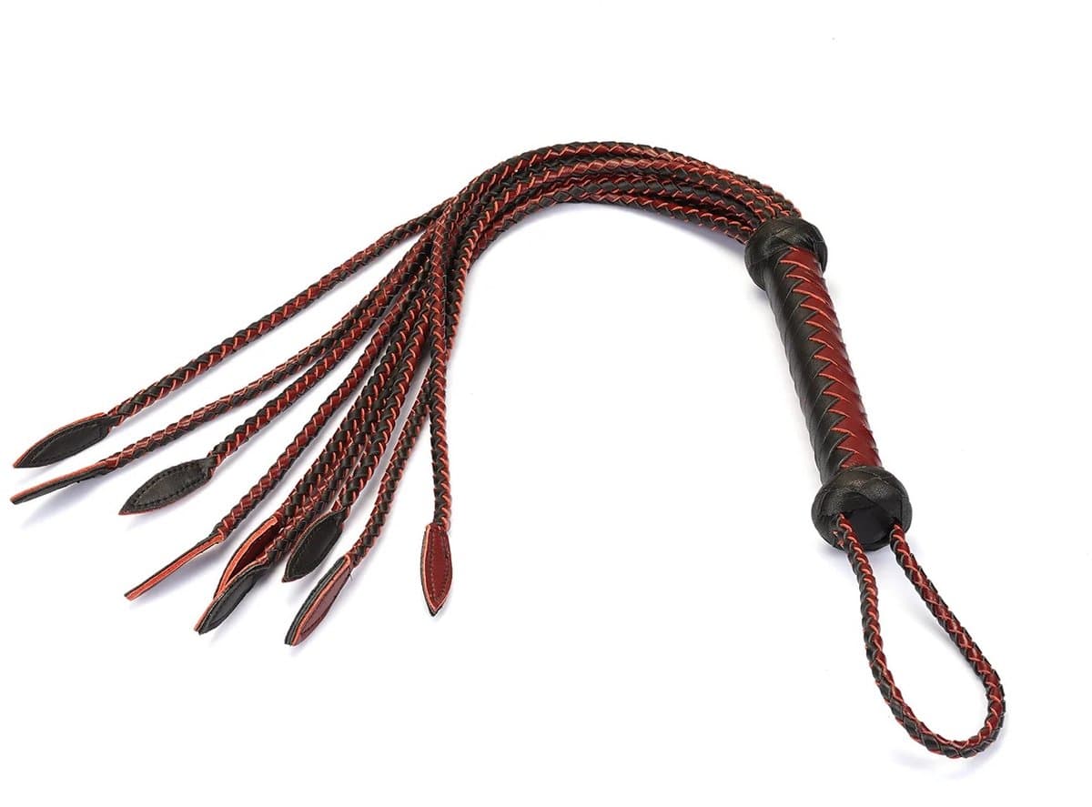 Liebe Seele - Wine Red - Luxe Gevlochten Flogger - Cat-o-Nine Tails — afbeelding 1