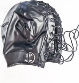BNDGx® - Extreme BDSM Masker - Nep Leer met rits mond ogen dicht - SM — thumbnail 4