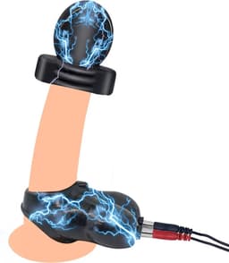 Elektrische stimulatie voor de eikel en balzak - Hevige E-stim - One size - Stroom en Schok - Scrotum - Complete set - Verschillende sterktes en standen - Draadloze afstandsbediening — thumbnail 1