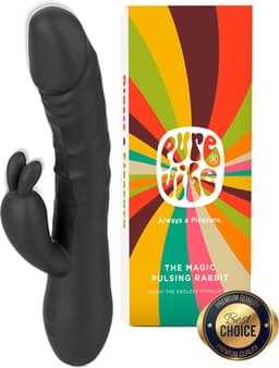 PureVibe® Magic Pulsing Rabbit – Stotende Rabbit Vibrator voor Vrouwen – Clitoris & G-Spot Stimulator – Dildo - 10 Stoot- & 10 Vibratiestanden – Sex Toys voor Koppels – Zwart — thumbnail 1