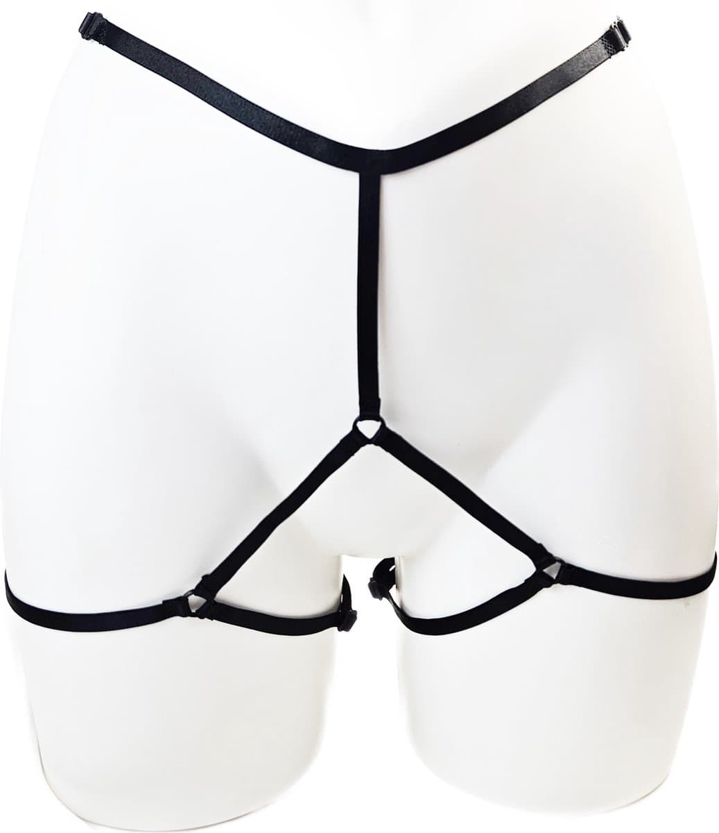 BamBella ® - Sexy Erotische bondage Open kruis Lingerie - Onesize - onderbroek onesize Zwart — afbeelding 1