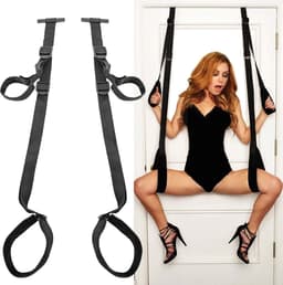 Door Swing - Deur Sexschommel - Verstelbare BDSM Deurboeien - Door Restraint Set - Handboeien en Beenboeien - Over the Door Wrist Cuffs - Deur Hanger Boeien - 4 verstelbare bevestigingen, 2 handboeien en 2 beenboeien + Gratis Blinddoek! — thumbnail 1
