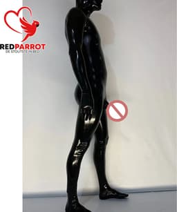 PVC Bodysuit wetlook - PU Leder - Gesloten penis sleeve - Masker - Full body — thumbnail 2